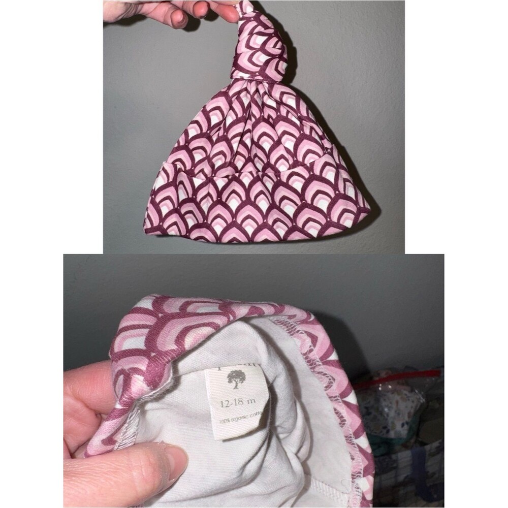 kate quinn Pink Patterned Knotted Baby Hat